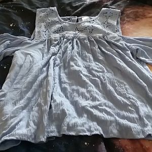 Light Blue Off the Shoulder Top